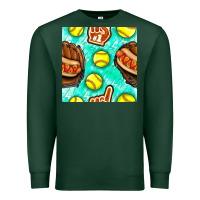 Sports Green softball glove and hotdog seamless pattern Premium Sweatshirt - BundleAndBundleShop