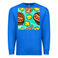 True Royal softball glove and hotdog seamless pattern Premium Sweatshirt - BundleAndBundleShop