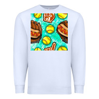 White softball glove and hotdog seamless pattern Premium Sweatshirt - BundleAndBundleShop