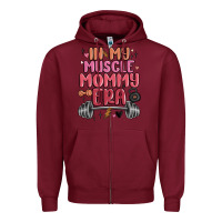 Burgundy in my muscle mommy era Zipper Hoodie - MaliasSmallBusiness