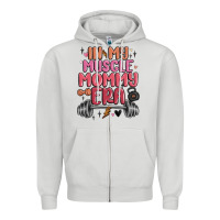 Dove Grey in my muscle mommy era Zipper Hoodie - MaliasSmallBusiness
