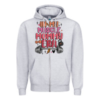 Heather Grey in my muscle mommy era Zipper Hoodie - MaliasSmallBusiness