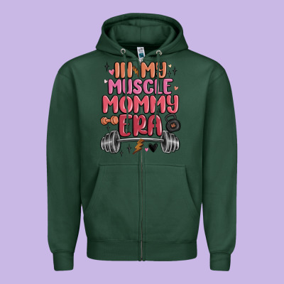 In My Muscle Mommy Era Zipper Hoodie Designed By Maliassmallbusiness
