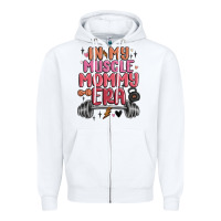 White in my muscle mommy era Zipper Hoodie - MaliasSmallBusiness