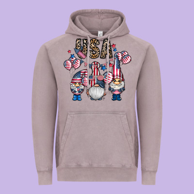 Usa America Gnome Vintage Hoodie Designed By Cowhidedigitalart