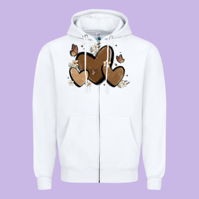 Melanin Hearts Zipper Hoodie Designed By Maliassmallbusiness