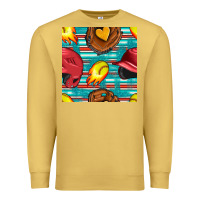 Antique Gold softball helmet and glove with serape seamless pattern Premium Sweatshirt - BundleAndBundleShop