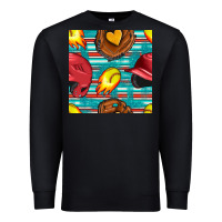 Black softball helmet and glove with serape seamless pattern Premium Sweatshirt - BundleAndBundleShop
