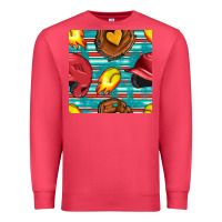 Cardinal softball helmet and glove with serape seamless pattern Premium Sweatshirt - BundleAndBundleShop