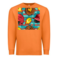 Carrot softball helmet and glove with serape seamless pattern Premium Sweatshirt - BundleAndBundleShop