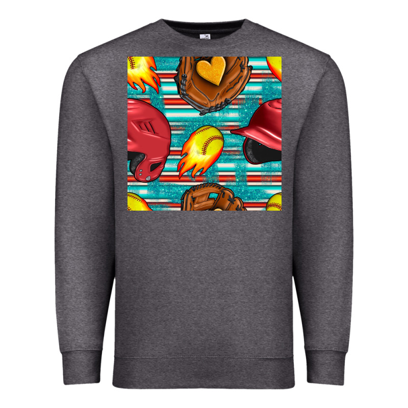 Softball Helmet And Glove With Serape Seamless Pattern Premium Sweatshirt by BundleAndBundleShop | Teevron