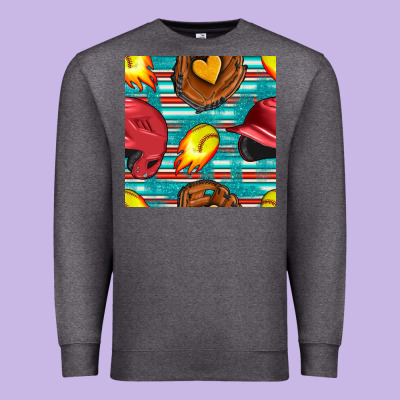 Softball Helmet And Glove With Serape Seamless Pattern Premium Sweatshirt Designed By Bundleandbundleshop