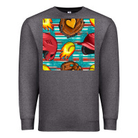 Charcoal Heather softball helmet and glove with serape seamless pattern Premium Sweatshirt - BundleAndBundleShop