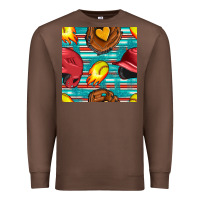 Chestnut softball helmet and glove with serape seamless pattern Premium Sweatshirt - BundleAndBundleShop