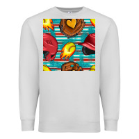 Dove Grey softball helmet and glove with serape seamless pattern Premium Sweatshirt - BundleAndBundleShop