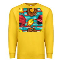 Lemon softball helmet and glove with serape seamless pattern Premium Sweatshirt - BundleAndBundleShop