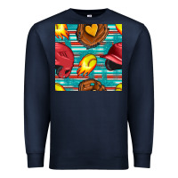 Navy softball helmet and glove with serape seamless pattern Premium Sweatshirt - BundleAndBundleShop