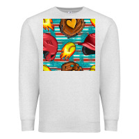Oatmeal Heather softball helmet and glove with serape seamless pattern Premium Sweatshirt - BundleAndBundleShop