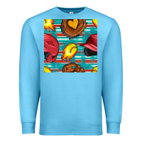 Ocean Blue softball helmet and glove with serape seamless pattern Premium Sweatshirt - BundleAndBundleShop