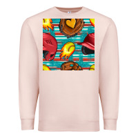 Pale Pink softball helmet and glove with serape seamless pattern Premium Sweatshirt - BundleAndBundleShop