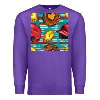 Purple softball helmet and glove with serape seamless pattern Premium Sweatshirt - BundleAndBundleShop