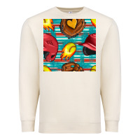 Sandshell softball helmet and glove with serape seamless pattern Premium Sweatshirt - BundleAndBundleShop