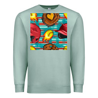 Seafoam softball helmet and glove with serape seamless pattern Premium Sweatshirt - BundleAndBundleShop