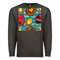 Smoke softball helmet and glove with serape seamless pattern Premium Sweatshirt - BundleAndBundleShop