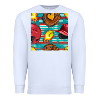 White softball helmet and glove with serape seamless pattern Premium Sweatshirt - BundleAndBundleShop