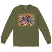 Army Green aztec leopard cowhide wood western background Long Sleeve Tee - AdoDesignShop