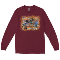 Burgundy aztec leopard cowhide wood western background Long Sleeve Tee - AdoDesignShop