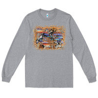 Heather Grey aztec leopard cowhide wood western background Long Sleeve Tee - AdoDesignShop