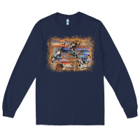 Navy aztec leopard cowhide wood western background Long Sleeve Tee - AdoDesignShop