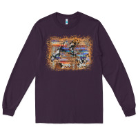 Plum aztec leopard cowhide wood western background Long Sleeve Tee - AdoDesignShop