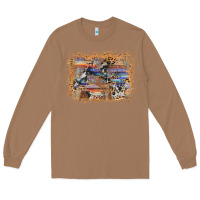 Toasted Coconut aztec leopard cowhide wood western background Long Sleeve Tee - AdoDesignShop