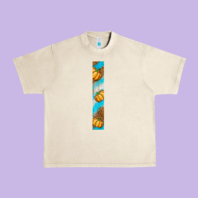 Fall Pumpkin Urban Heavy Tee Designed By Bundleandbundleshop