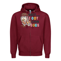 Burgundy psst i got them eggs Zipper Hoodie - MaliasSmallBusiness