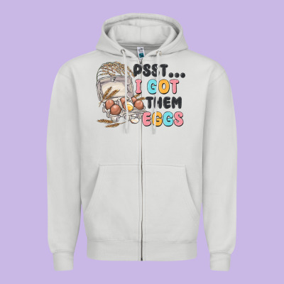 Psst I Got Them Eggs Zipper Hoodie Designed By Maliassmallbusiness