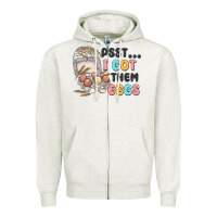 Oatmeal Heather psst i got them eggs Zipper Hoodie - MaliasSmallBusiness