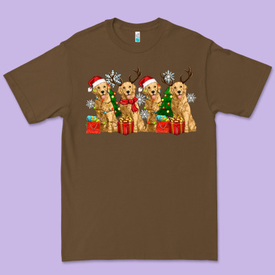 Golden Dogs With Christmas Premium Tee Designed By Zillion Design Studio
