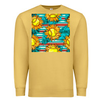 Softball Sunflowers With Serape Seamless Pattern Premium Sweatshirt | Teevron