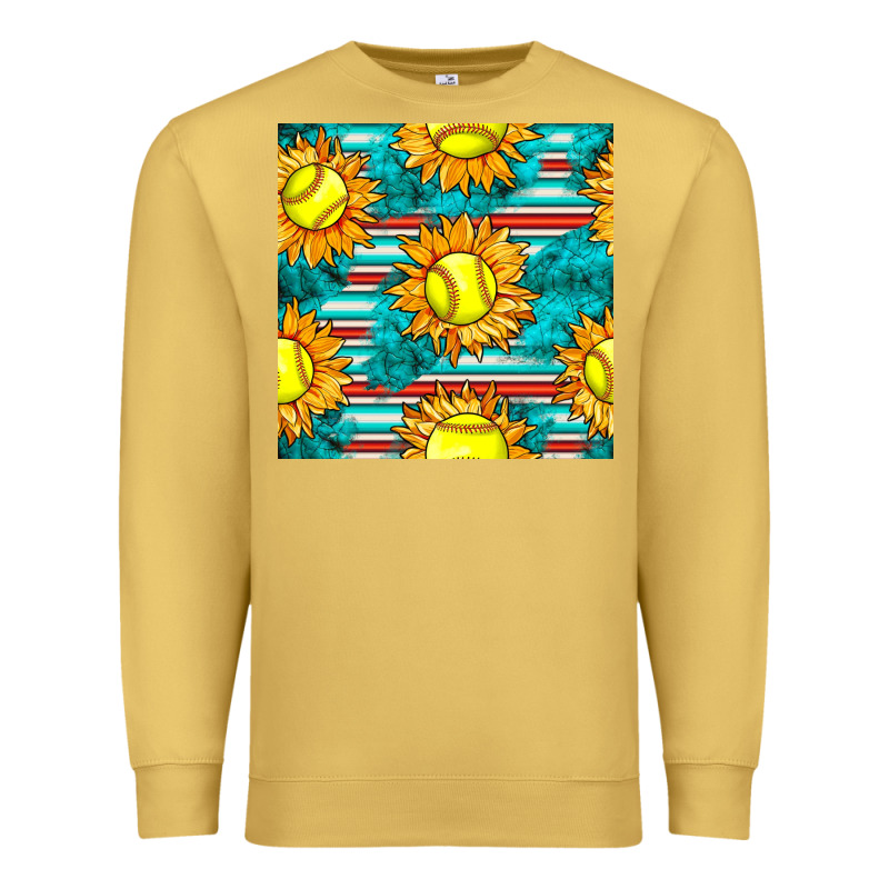 Softball Sunflowers With Serape Seamless Pattern Premium Sweatshirt by BundleAndBundleShop | Teevron