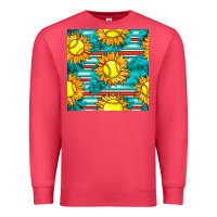 Cardinal softball sunflowers with serape seamless pattern Premium Sweatshirt - BundleAndBundleShop