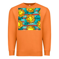 Carrot softball sunflowers with serape seamless pattern Premium Sweatshirt - BundleAndBundleShop