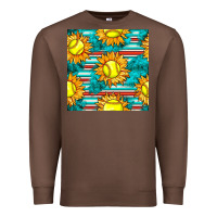 Chestnut softball sunflowers with serape seamless pattern Premium Sweatshirt - BundleAndBundleShop
