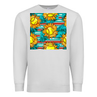 Dove Grey softball sunflowers with serape seamless pattern Premium Sweatshirt - BundleAndBundleShop