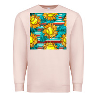 Pale Pink softball sunflowers with serape seamless pattern Premium Sweatshirt - BundleAndBundleShop