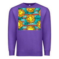 Purple softball sunflowers with serape seamless pattern Premium Sweatshirt - BundleAndBundleShop