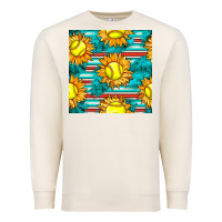 Sandshell softball sunflowers with serape seamless pattern Premium Sweatshirt - BundleAndBundleShop