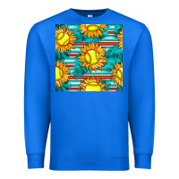 True Royal softball sunflowers with serape seamless pattern Premium Sweatshirt - BundleAndBundleShop